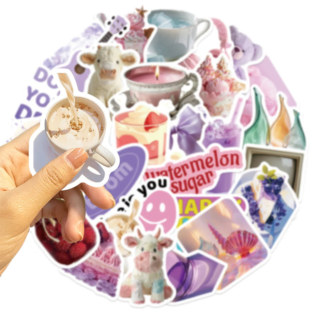 30Pcs Purple Aesthetics Sticker Diy Computer Stickers for Water Bottles Waterproof Journal Arts Crafts Toy Decals (ONLINE ORDER ONLY)