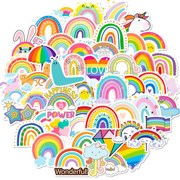 10/50Pcs Rainbow Bridge Cartoon Waterproof Stickers DIY Skateboard Fridge Motorcycle Luggage Cute Graffiti Sticker Decal Toy (ONLINE ORDER ONLY)