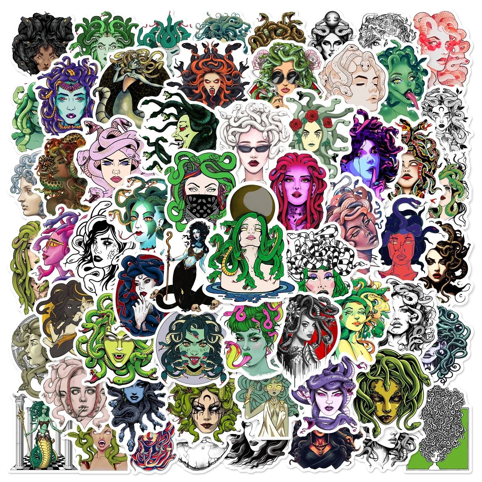 10/60pcs Ancient Greek Mythology Medusa Stickers DIY Stationery Notebook Water Bottle Laptop Luggage Skateboard Car Sticker Toy (ONLINE ORDER ONLY)