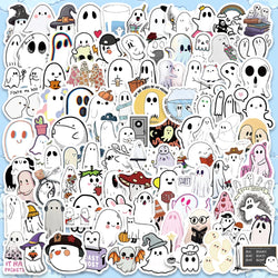Kawaii Ghost Halloween Stickers 50/100pcs Waterproof Cartoon Graffiti for Notebook Guitar Skateboard DIY Gift (Online Order Only)