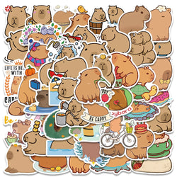 50pcs Cute Cartoon Animals Capybara Stickers Kids Gift For Laptop Luggage Phone Notebook Waterproof Graffiti Bicycle Decals (ONLINE ORDER ONLY)