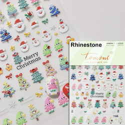 Black White Christmas Tree Snowflake Bowknot Snowman Socks Star Santa Hat Deer Rhinestone Winter Nail Art Sticker Manicure Decal (Online Order Only)