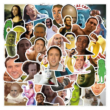 10/30/50PCS Funny Meme Stickers Nicolas Cage Cartoon Decals Decoration DIY Notebook Phone Bike Motorcycle Bicycle Waterproof Toy (ONLINE ORDER ONLY)