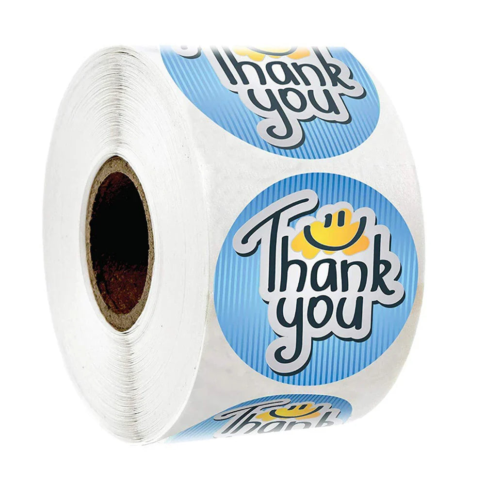 500pcs/roll Flowers Thank You Sticker Labels Round Reward Stickers Wedding Party Decor Envelope Seals Stickers Stationery (Online Order Only)