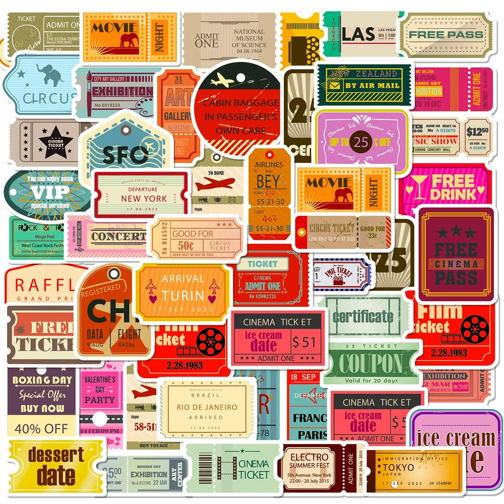 Retro Stickers Pack: 10/25/50pcs for Luggage, Notebook, Guitar, Laptop, Phone, Water Bottle (Online Order Only)