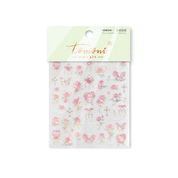 Pink Rose Flower Rambler Heart Bowknot Butterfly Shiny Soft Relief Adhesive Nail Art Stickers Romantic Spring 3D Manicure Decals (ONLINE ORDER ONLY)