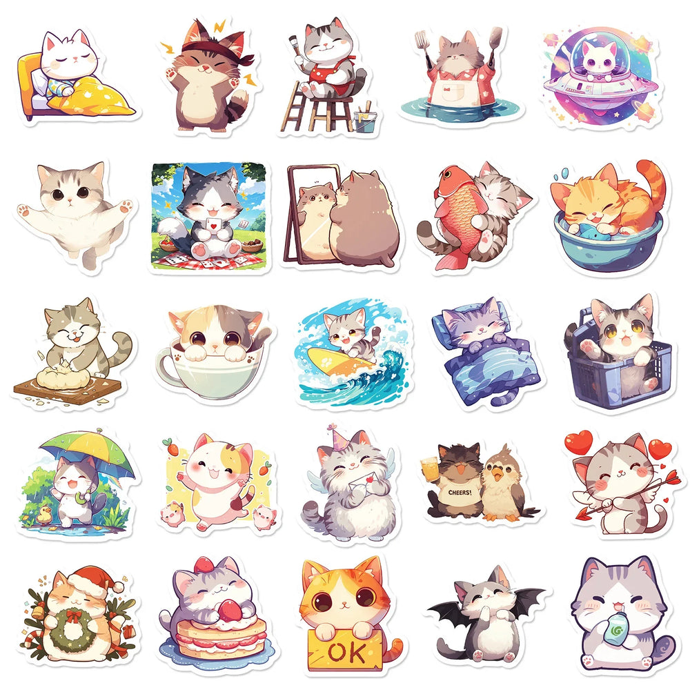10/30/50PCS Cute Animal Cartoon Stickers Kawaii Cat Graffiti Sticker DIY Laptop Phone Guitar Bike Skateboard Decals Kids Toy (ONLINE ORDER ONLY)