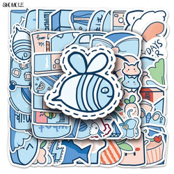Cartoon Blue Stickers Pack for Laptop, Suitcase, Skateboard, Guitar - DIY Decal Set (ONLINE ORDER ONLY)