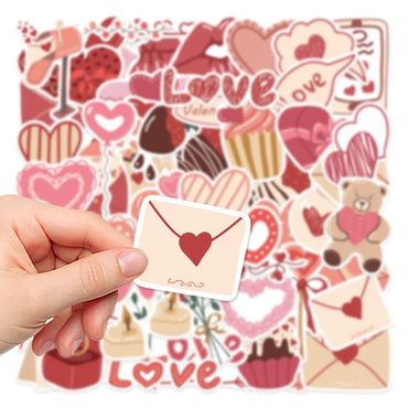 10/58PCS I Love You Valentine's Day Stickers Gift for Lovers To DIY Guitar Motorcycle Skateboard Car Laptop Fridge Decal Sticker (ONLINE ORDER ONLY)
