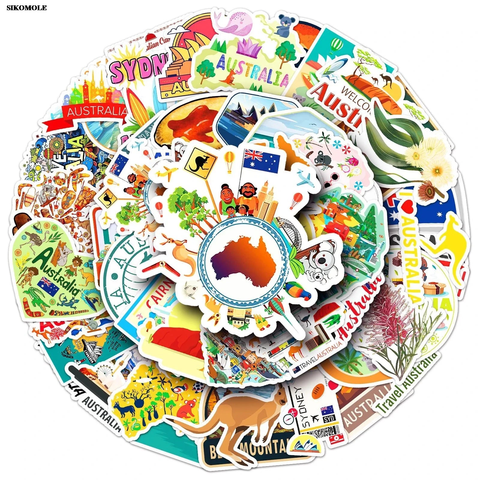 Cartoon Australia Stickers Pack for Laptop Luggage Notebook Decals (Online Order Only)