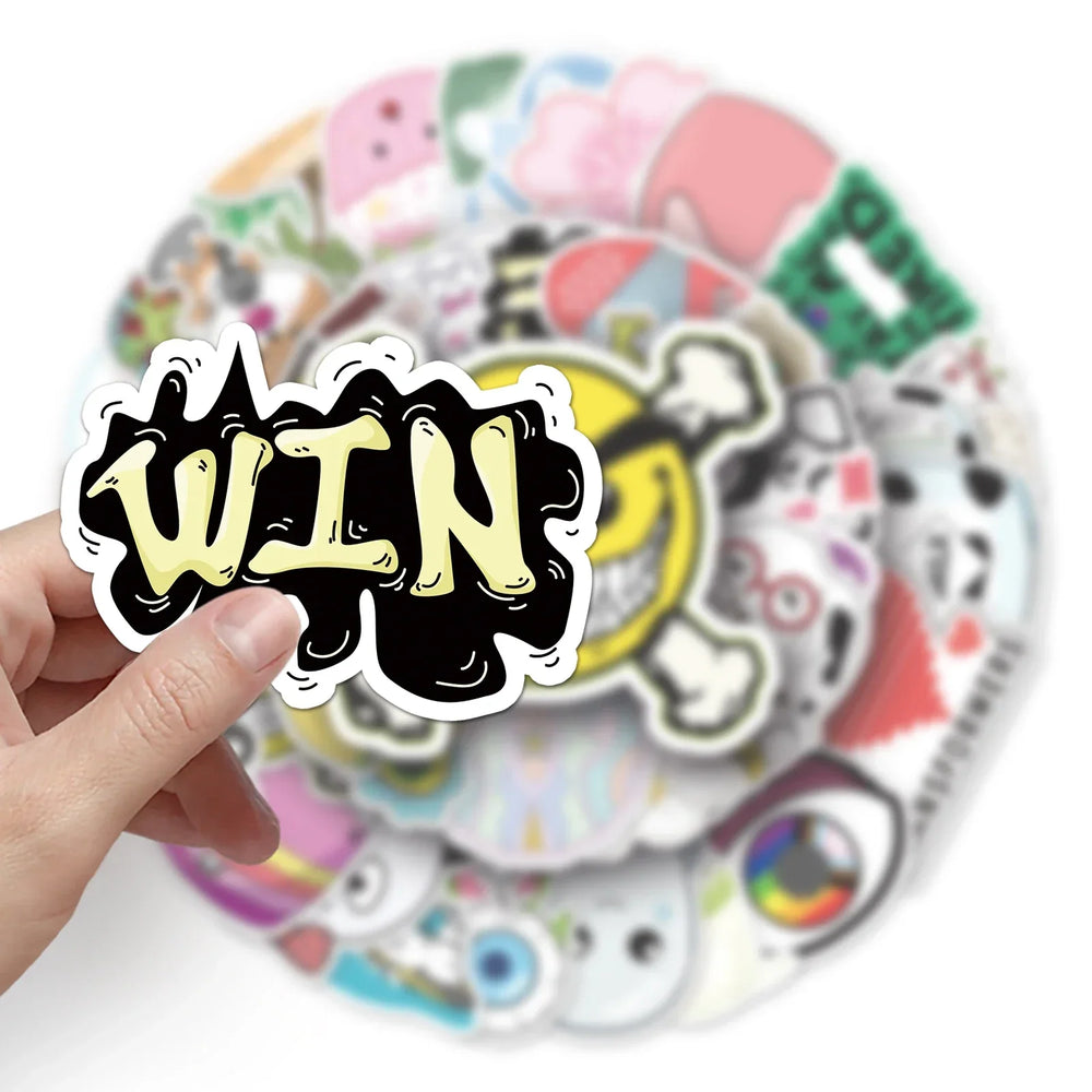 50Pcs Cartoon Waterproof Vinyl Stickers for Skateboard Snowboard (ONLINE ORDER ONLY)