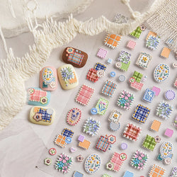 Button Rag Floral Print Flower Small Sticker Cloth Morning Glory Figure Pattern Thread Adhesive Nail Art Stickers Manicure Decal (ONLINE ORDER ONLY)