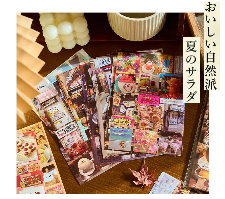 20 Sheets Japanese Retro Dessert Cut Film Sticker Book Y2K Sticker Journal Handbook Scrapbooking Kawaii Decoration Sticker Gift (ONLINE ORDER ONLY)
