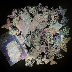 10/30/50/100pcs Cool Holographic Laser Butterfly Stickers Aesthetic Decals Laptop Suitcase Fridge Phone Graffiti Sticker Kid Toy (ONLINE ORDER ONLY)