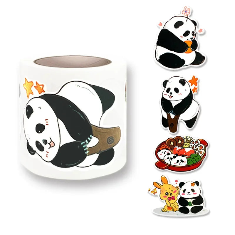 Panda Graffiti Sticker Rolled Flat Sheet 50 Animal Adhesive Decorative Stickers Water Cup Waterproof Sticker Cute Decal (ONLINE ORDER ONLY)