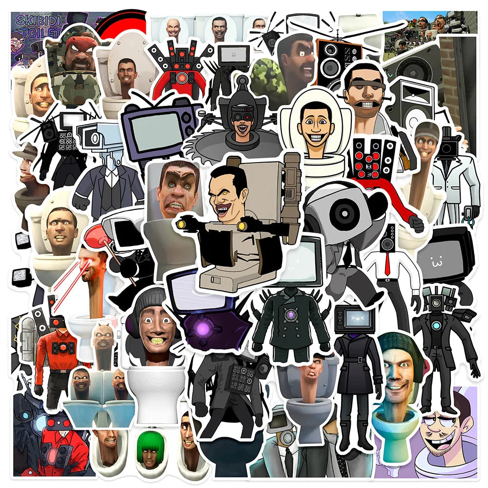 Skibidi Toilet Game Stickers 10/30/50pcs Cartoon Decals for Skateboard Phone Laptop Car (ONLINE ORDER ONLY)