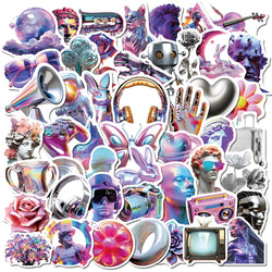 10/30/50PCS Cartoon 3D Steam Wave Laser Graffiti Stickers DIY Waterproof Phone Motorcycle Laptop Suitcase Bike DIY Toys Decals (ONLINE ORDER ONLY)