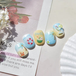 Summer Beach Bikini Watermelon Cat Popsicle Swim Ring Ice Cream Shell Coconut Tree Nail Art Decoration Stickers Manicure Decals (Online Order Only)