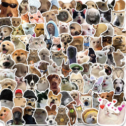 50PCS Cute Cat Dog Stickers Funny Meme Pet Decals Laptop Phone Luggage Bottle Car Scrapbook (ONLINE ORDER ONLY)
