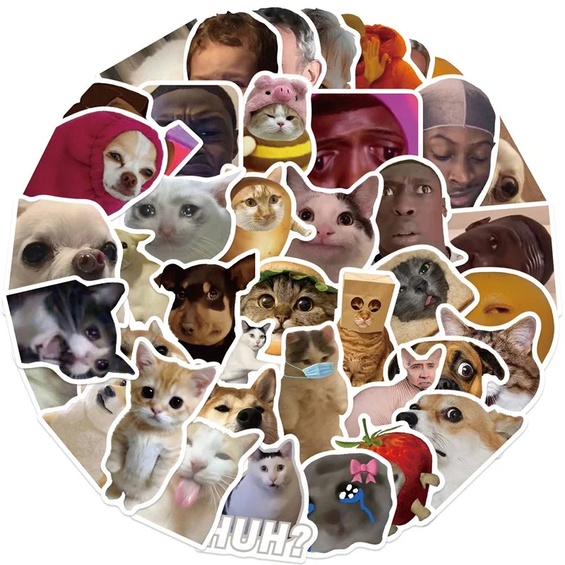 10/30/50PCS Kawaii Funny Cat Dog Sticky PVC Sticker Aesthetic DIY Decoration Scrapbooking Hand Accounting Supplies for Kids (ONLINE ORDER ONLY)