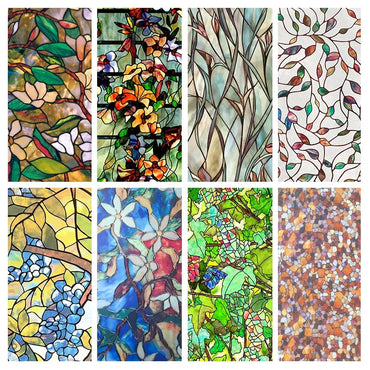 3D Decorative Flower Privacy Window Film Static Cling Stained Glass Sticker (ONLINE ORDER ONLY)
