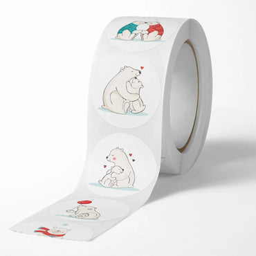 100-500 Pcs Round Cute Animal Polar Bear Party Adhesive Diy Seal Stickers Decorative Album Diary Cartoon Kawaii Label Decor (ONLINE ORDER ONLY)