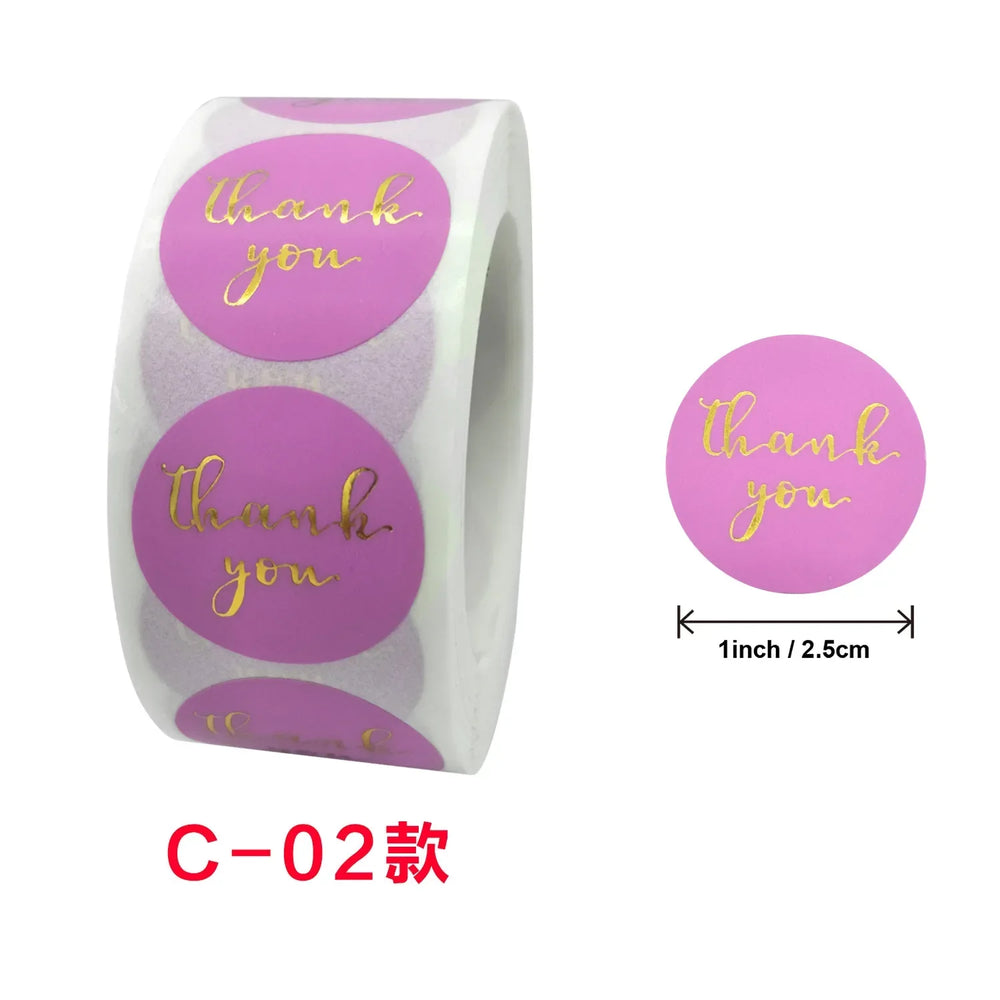 50-500pcs Round Thank You Gilding Powder Sealed Sticker Gift Store Holiday Party Decoration Label Scrapbook Stationery Sticker (ONLINE ORDER ONLY)