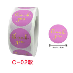 50-500pcs Round Thank You Gilding Powder Sealed Sticker Gift Store Holiday Party Decoration Label Scrapbook Stationery Sticker (ONLINE ORDER ONLY)