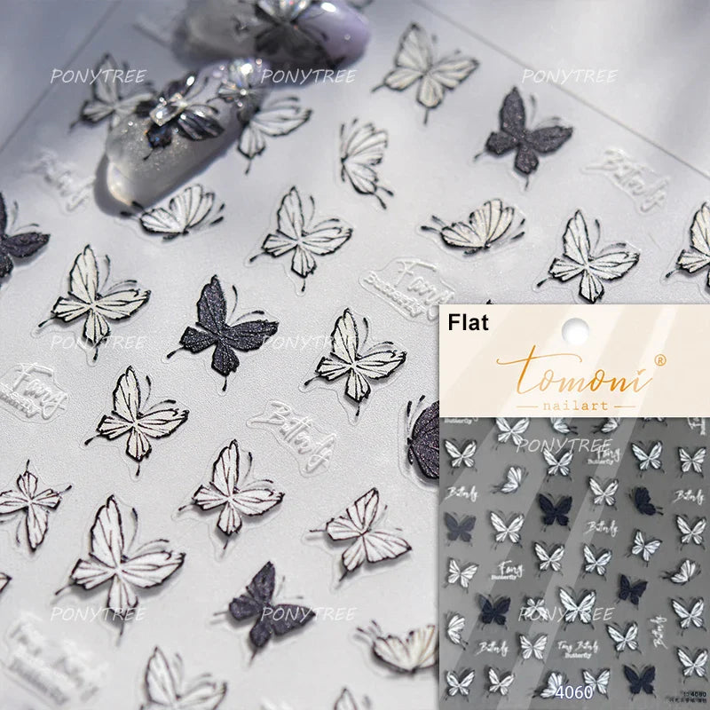 Lace Butterfly Hollow Out Fabric Romantic Flower Pattern Chic Adhesive Nail Art Sticker Rhinestone Manicure Decals Nail Supplies (ONLINE ORDER ONLY)
