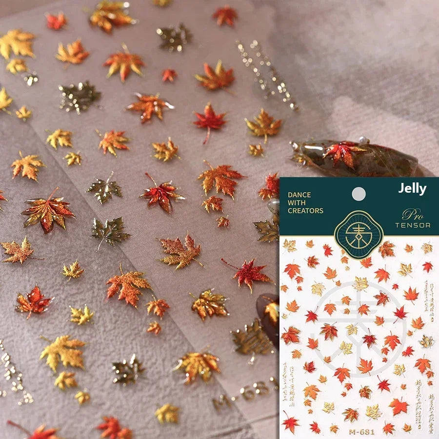 Autumn Fall Sunflower Rabbit Leaves Crane Rose Sun Mountain Hill Produce Good Harvests Cookie Nail Art Sticker Decoration Decals (ONLINE ORDER ONLY)