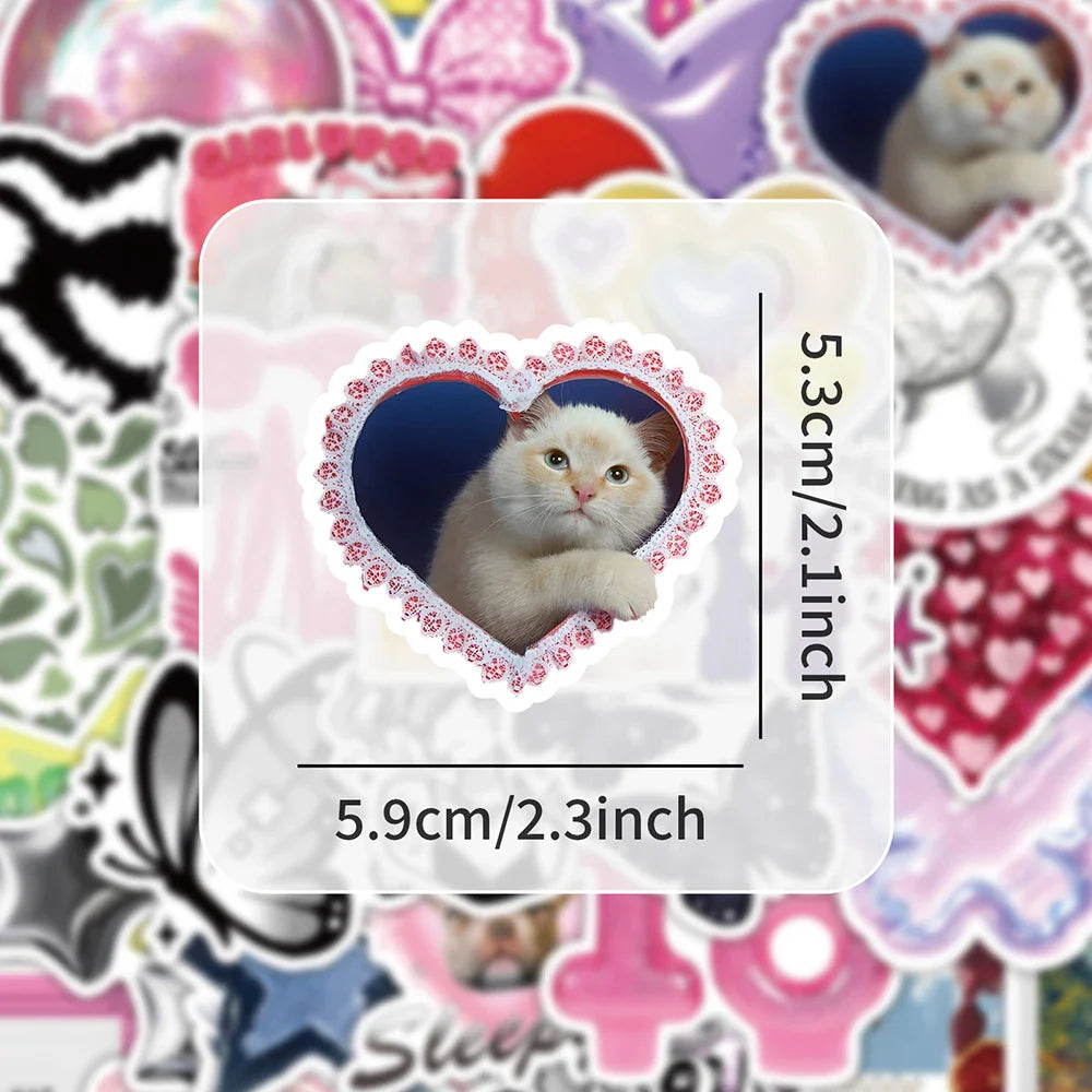 10/30/50PCS Cute Pink y2k Stickers Decoration Cartoon Decals DIY Phone Fridge Suitcase Guitar Scrapbook Helmet Car Sticker Toys (ONLINE ORDER ONLY)