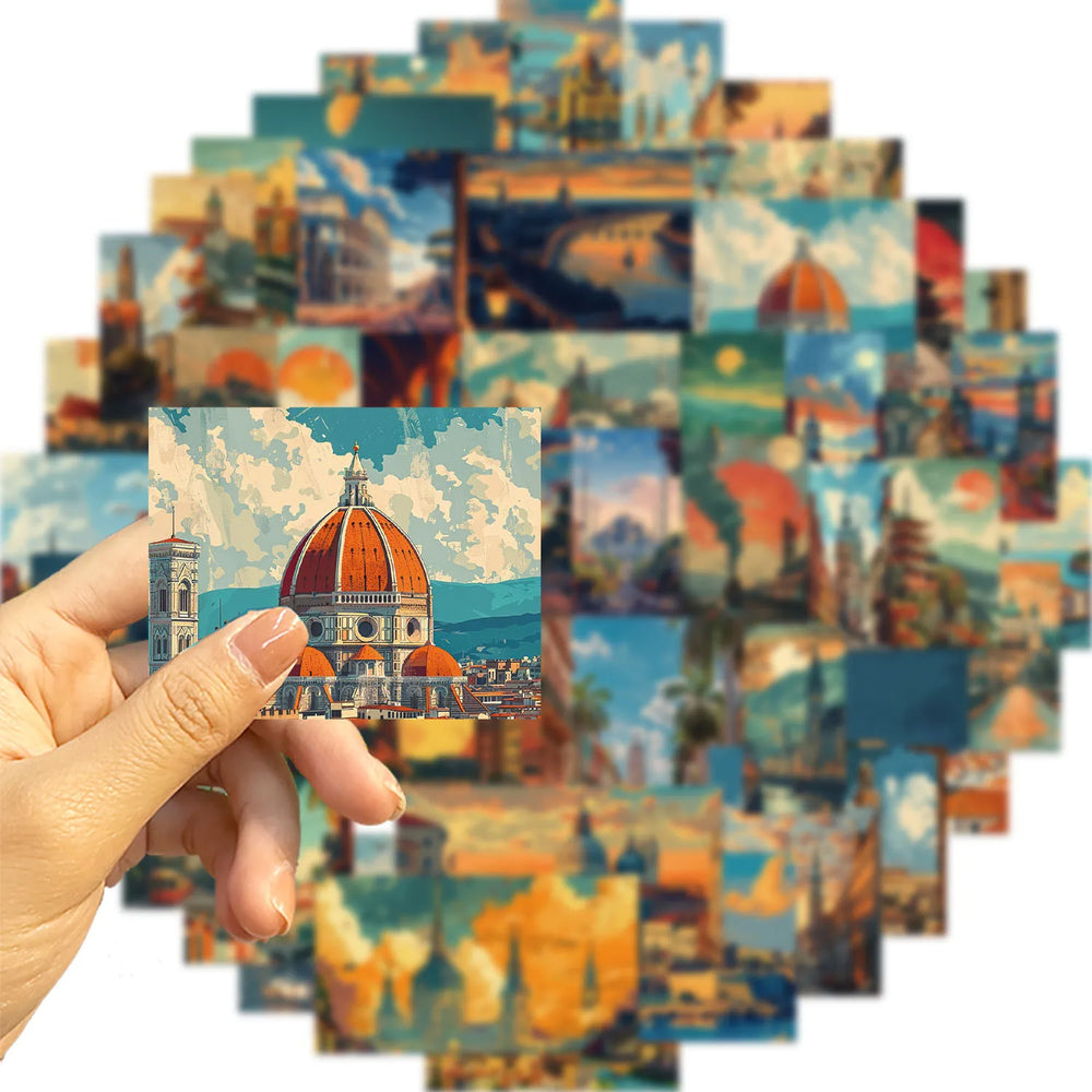 50pcs Retro Landscape Painting Stationery Sticker Asethetic Natural Landscape Scrapbook Sticker DIY Decor Luggage Sticker (ONLINE ORDER ONLY)