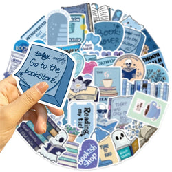 10/30/50PCS Kawaii Blue Reading Sticky PVC Sticker Aesthetic DIY Decoration Scrapbooking Hand Accounting Supplies for Kids (Online Order Only)
