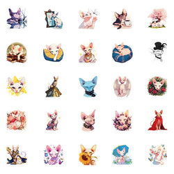 10/30/50PCS Cartoon Cat Flower Sticky PVC Sticker Aesthetic DIY Decoration Scrapbooking Hand Accounting Supplies for Kids (Online Order Only)