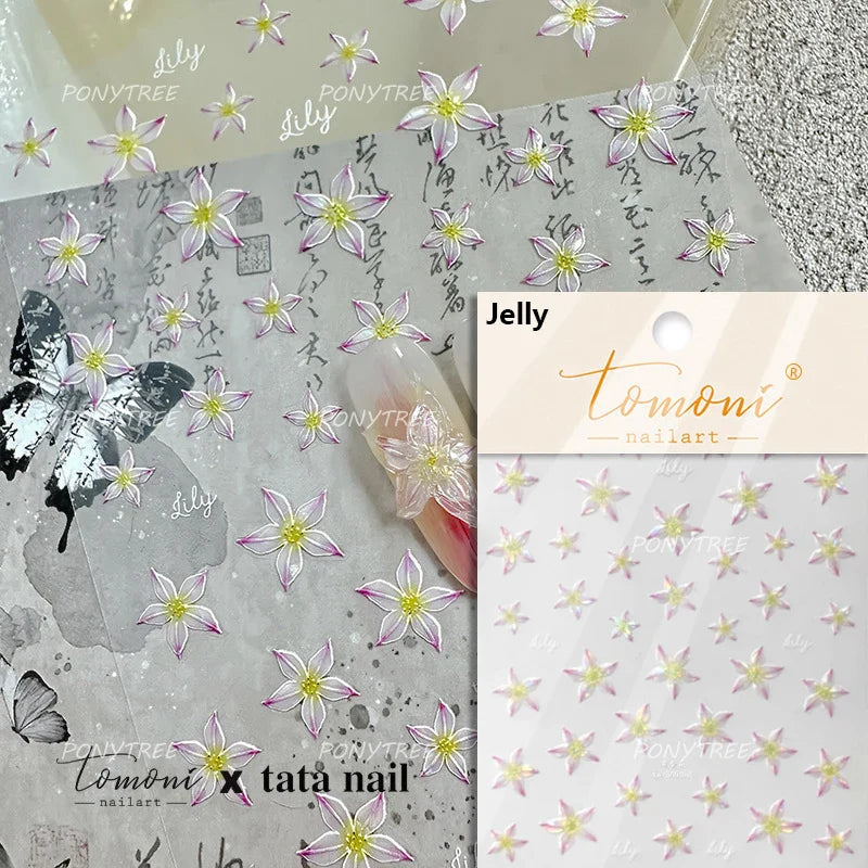 Shiny Cherokee Rose Golden Cherry Blossom Cherish Enjoy Flower Line Petal Delicate Self Adhesive Nail Art Sticker Manicure Decal (ONLINE ORDER ONLY)