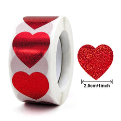100-500pcs Heart Stickers for Envelopes Valentine's Day Sparkling Heart Stickers Decorative Love Stickers Holiday Decoration (Online Order Only)