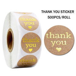 500pcs/roll Round Brown labels Thank You Kraft Stickers 1 inch Wedding Pretty Gift Envelope Sealing Label Stickers Stationery (ONLINE ORDER ONLY)