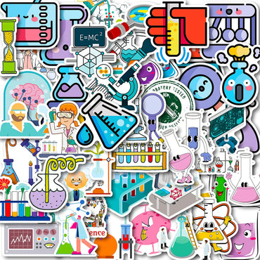 10/30/50/100pcs Science Physics Chemistry Lab Graffiti Stickers Laptop Scrapbook Suitcase Phone Diary Decoration Sticker Kid Toy (ONLINE ORDER ONLY)