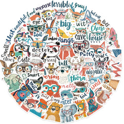 50PCS Cute Cartoon Animal Interjections Stickers DIY Phone Guitar Laptop Notebook Suitcase Cup Waterproof Sticker Kids Toy (ONLINE ORDER ONLY)
