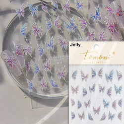 Butterfly Rose Laser Jelly Hot Stamping Lace Letter Flower Love Heart Bowknot 5D Self Adhesive Nail Art Stickers Manicure Decals (ONLINE ORDER ONLY)