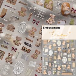 Lovely Bear Strawberry Cake Rose Flower Grid Block Bowknot Embossed Relief Self Adhesive Nail Art Sticker Cute 3D Manicure Decal (ONLINE ORDER ONLY)