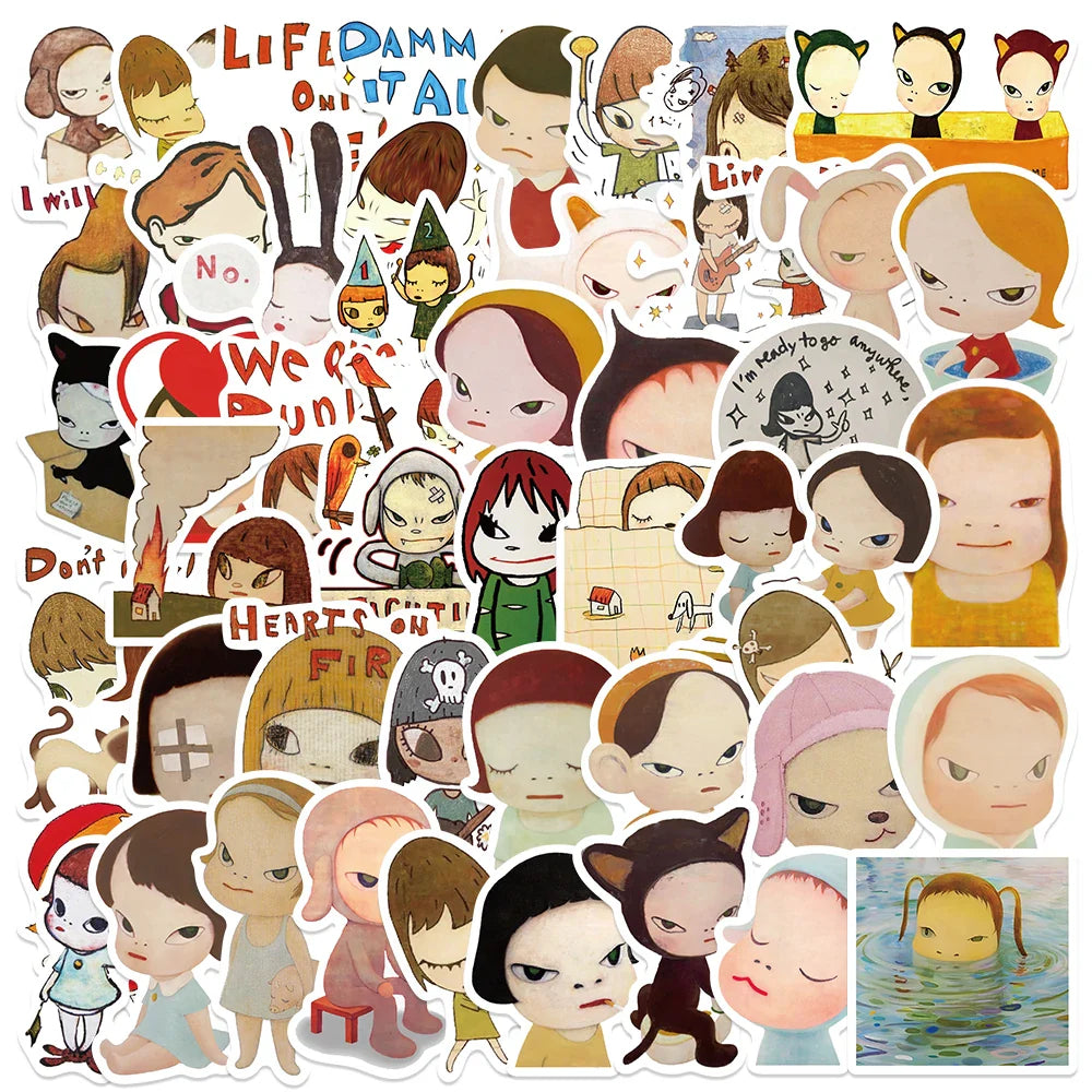 50PCS Yoshitomo Nara Stickers for Car, Laptop, Skateboard, Luggage, Waterproof, DIY Toy Stickers (Online Order Only)