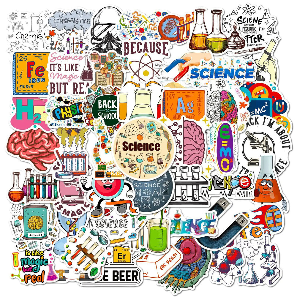 50pcs Science Lab Graffiti Stickers for Helmet, Wall, Desktop Decoration (Online Order Only)