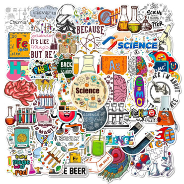 50pcs Science Lab Graffiti Stickers for Helmet, Wall, Desktop Decoration (Online Order Only)