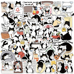 50PCS Cute Cow Cat Stickers Vinyl Waterproof Funny Cats Decals for Water Bottle Laptop Skateboard Scrapbook Luggage Kids Toys (ONLINE ORDER ONLY)