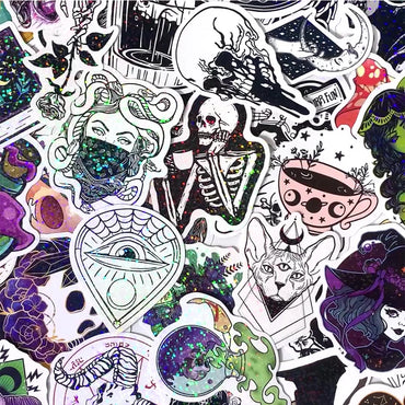 10/30/50/100PCS Holographic Laser Horror Gothic Witch Stickers Waterproof Decals Skateboard Laptop Motorcycle Car Cool Sticker (ONLINE ORDER ONLY)