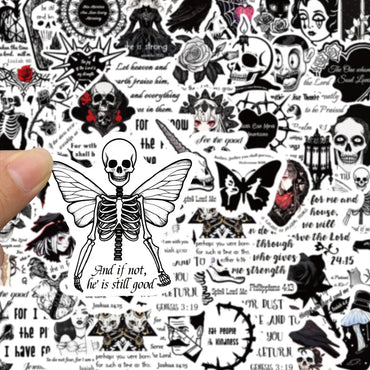 10/30/50PCS Horror Black White Bible Phrase Stickers Funny Jesus Decals Decoration Waterproof Laptop Stationery Bike DIY Toys (ONLINE ORDER ONLY)