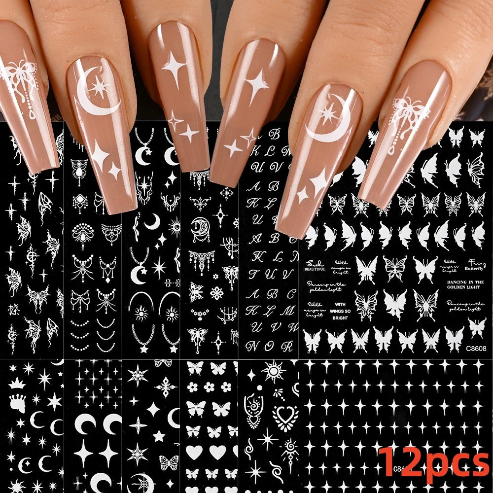 12 Sheets Valentines Nail Stickers Red Heart Nail Art Sticker Decal Solid Hollow Heart 3D Self-Adhesive Design Nail Art Supplies (ONLINE ORDER ONLY)