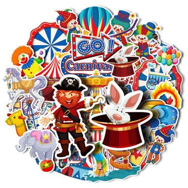 10/50PCS Playground Amusement Park Stickers Cute Ferris Wheel Small Train Paradise Circus Sticker for Stationery Scrapbooking (ONLINE ORDER ONLY)