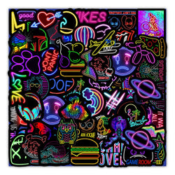 Neon Graffiti Stickers Waterproof Cartoon Decals for Laptop Luggage Motorcycle Kids (ONLINE ORDER ONLY)